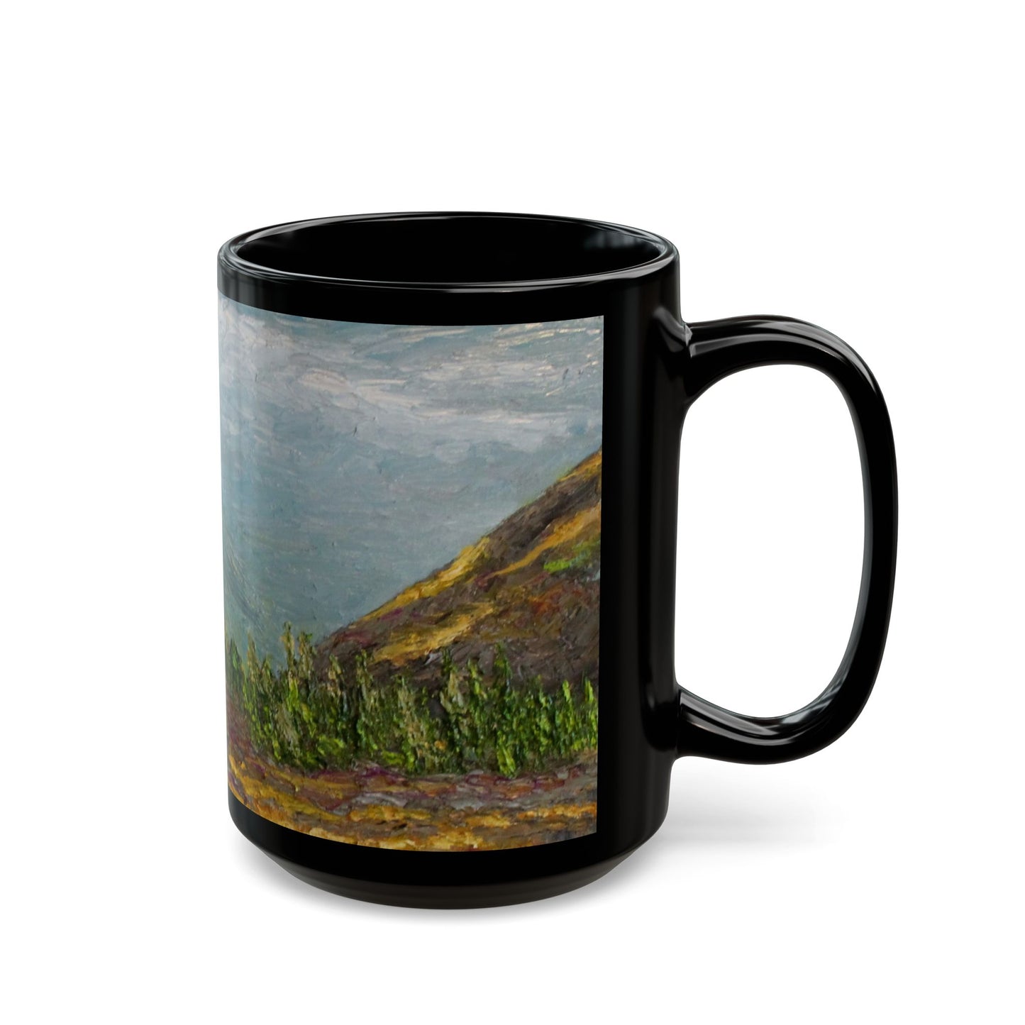 "Rocky Mountain's Shadows"- 11 oz or 15 oz Ceramic Black Mugs