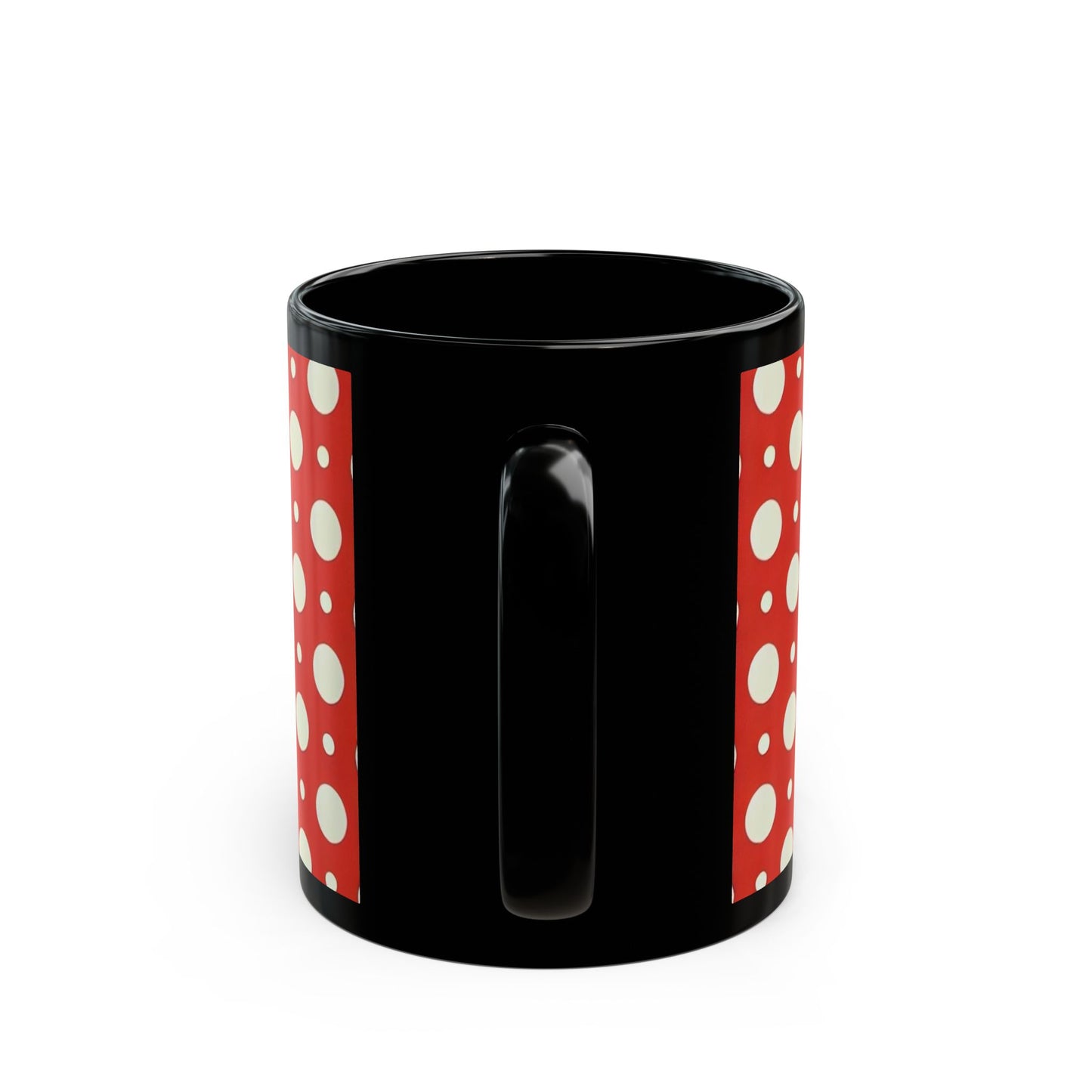 Red and white polka Dots - 11 oz or 15 oz Ceramic Black Mugs