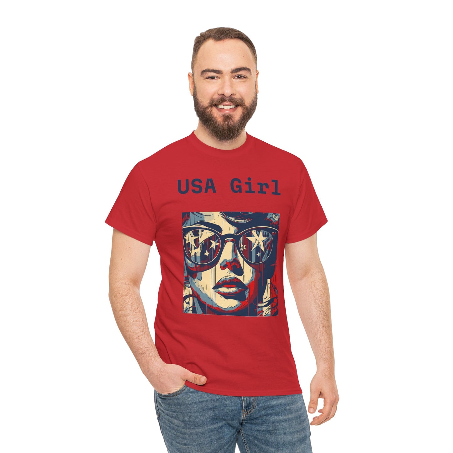 "USA Girl" - Amazing Unisex Heavy Cotton Short Sleeve Tee Shirts!