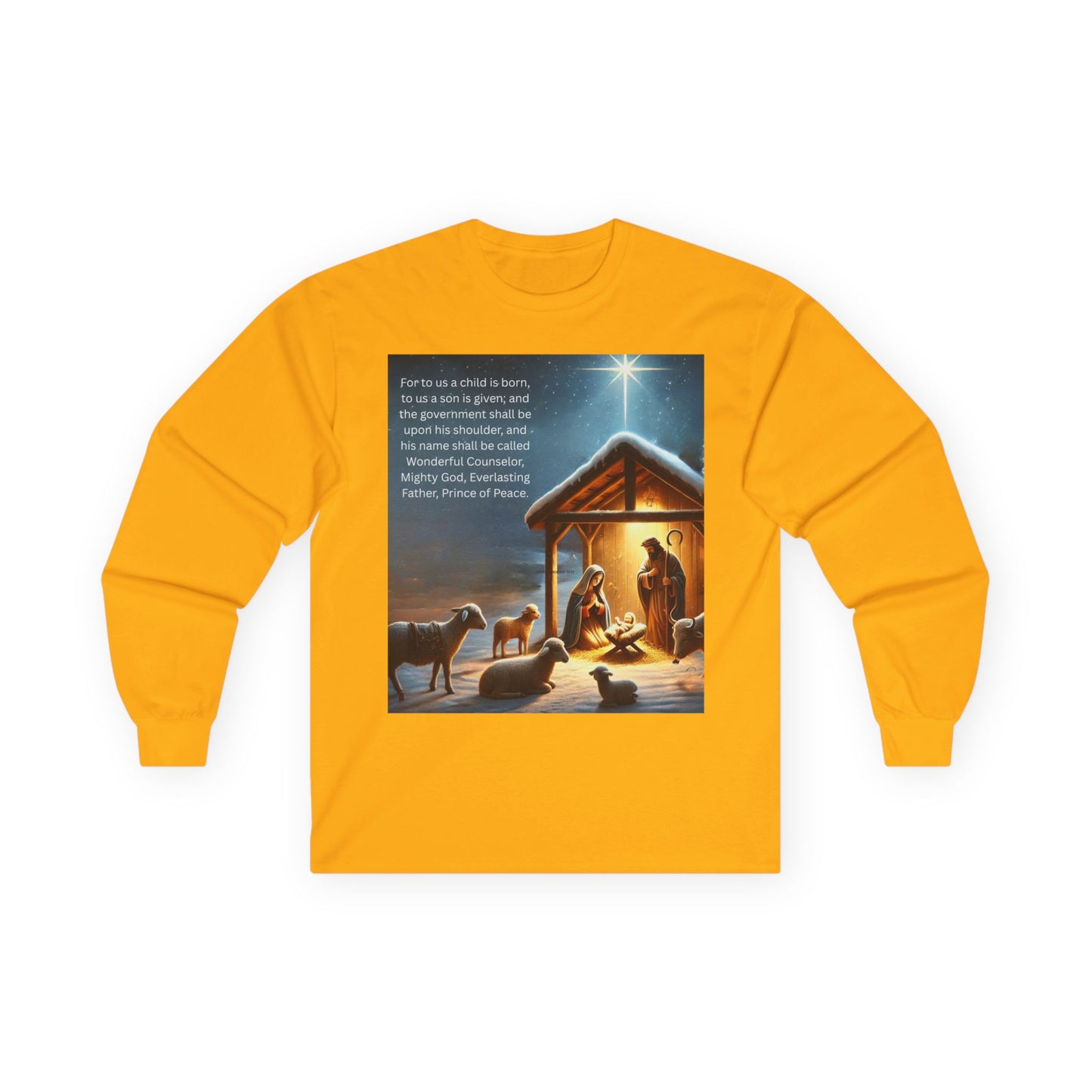 "Birth of Jesus" Long Sleeve Casual Unisex Tee Shirt