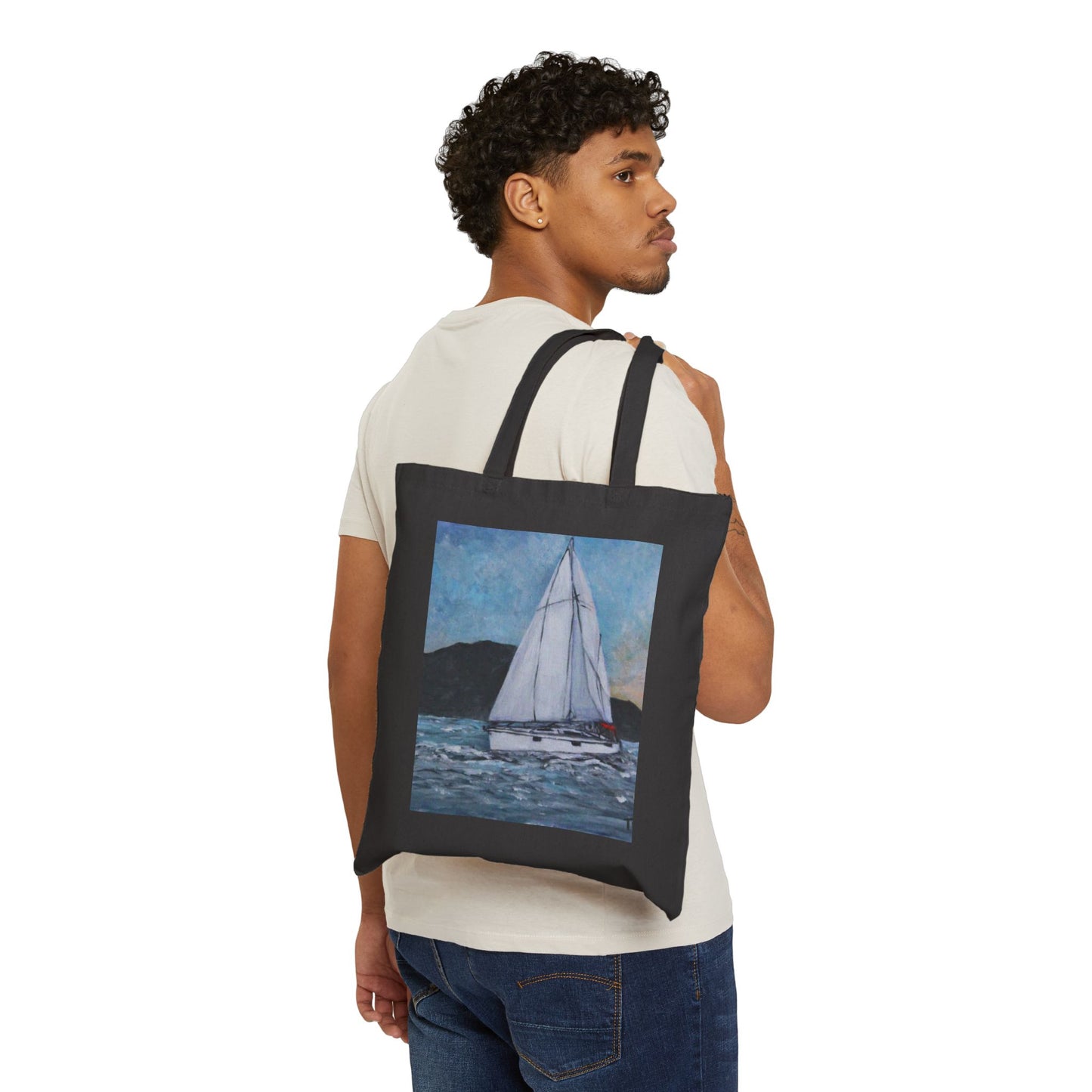 "Smoothly Sailing" Stylish Cotton Canvas Tote Bag