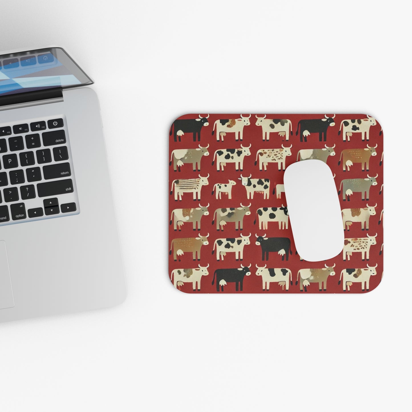 Primitive Boho-Style Farm Cow Mousepad