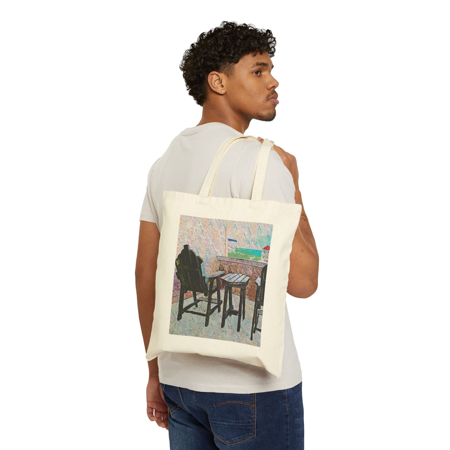 "Back Porch Dreaming" Stylish Cotton Canvas Tote Bag, Eco-Friendly Shopping Bag, Art Tote, Gift for Her, Tote for Every Occasion