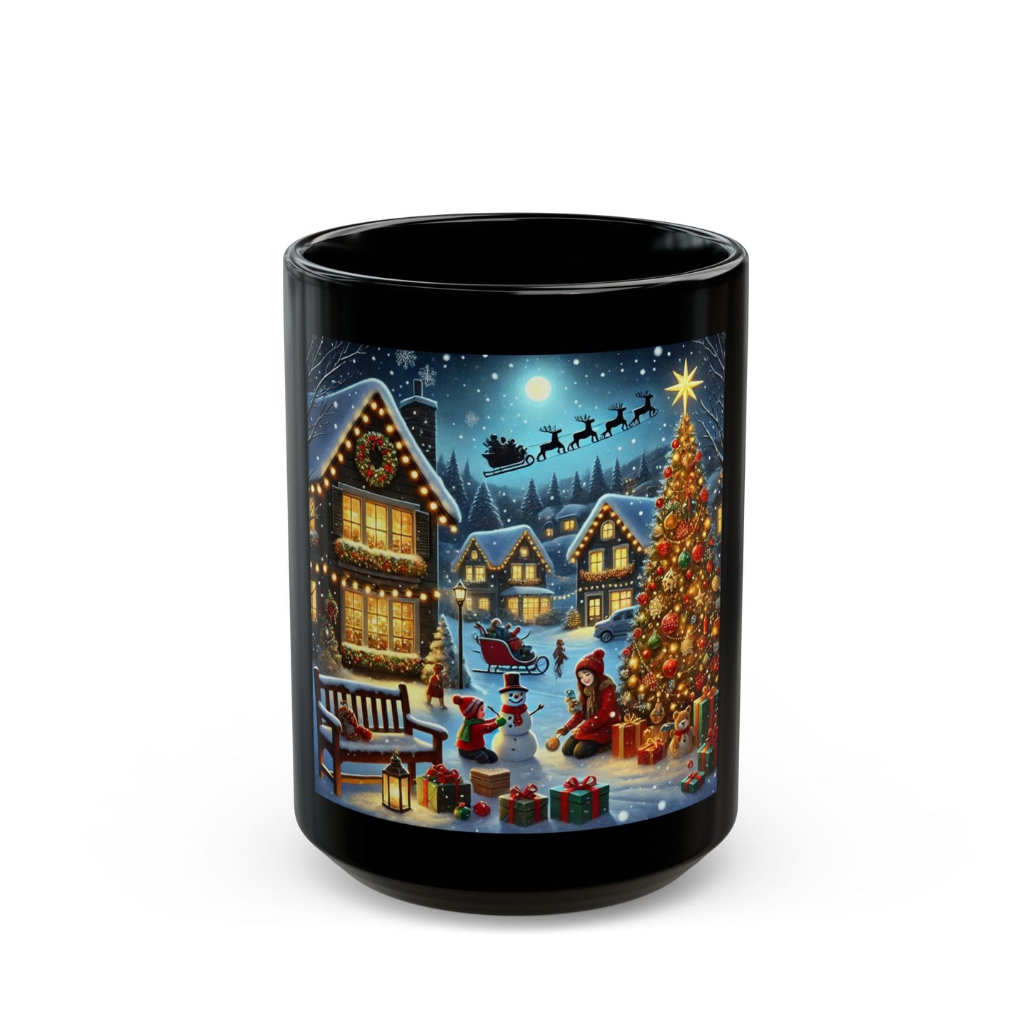 Santa is coming - 11 oz or 15 oz Ceramic Black Mugs