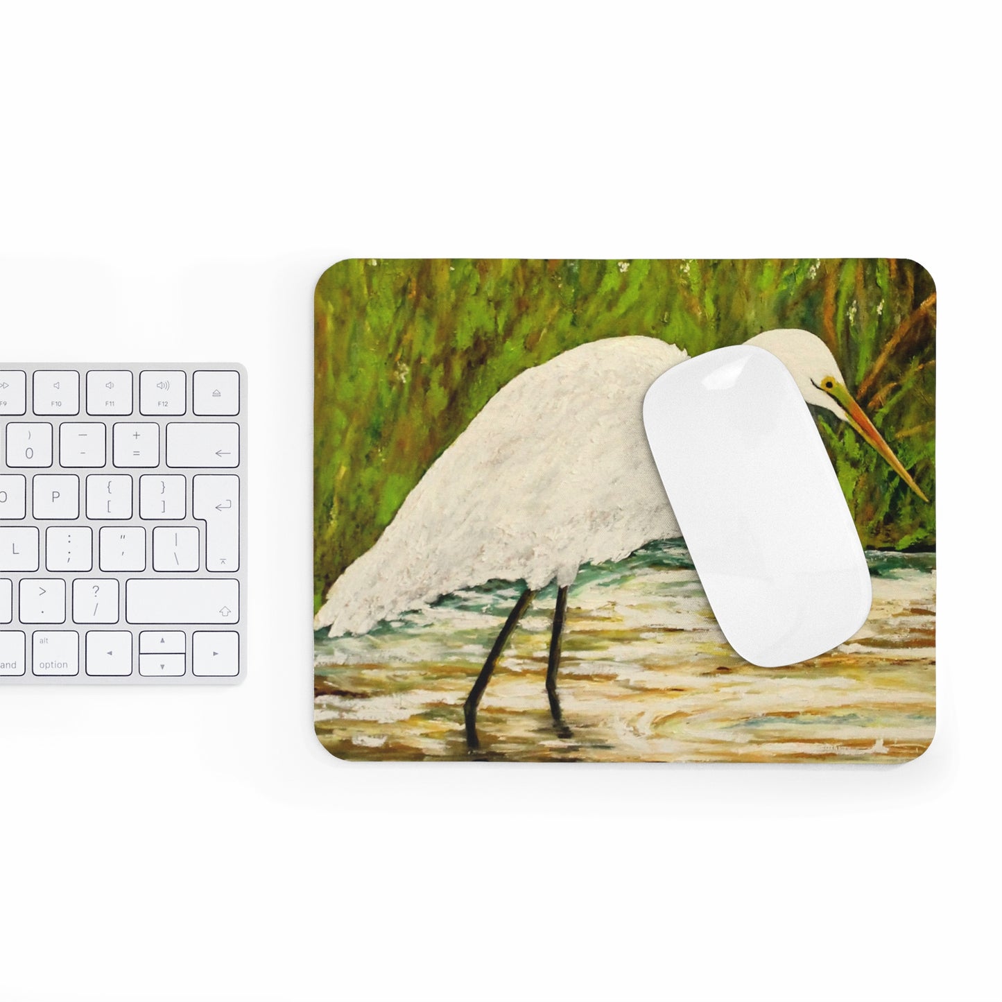 White Egret Mousepad
