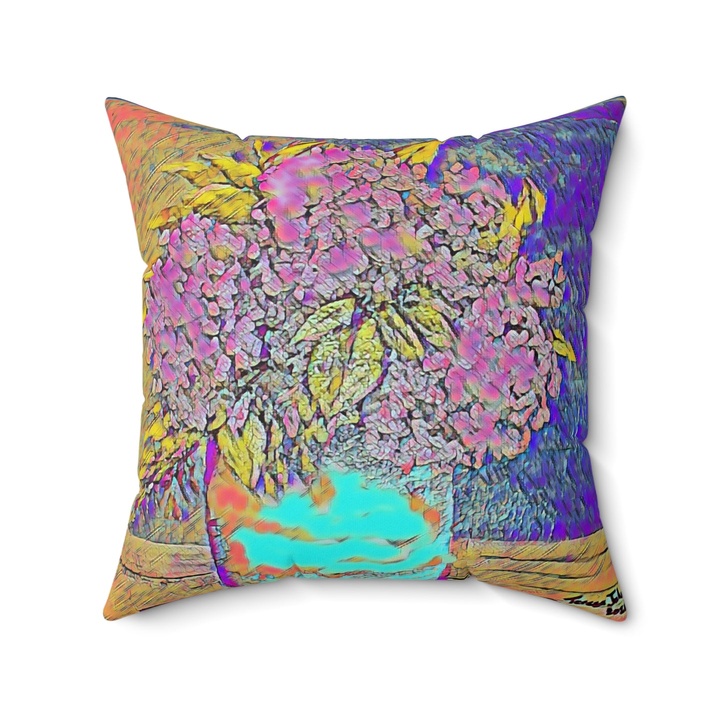 Old Fashion Hydrangea -Faux Suede Square Pillow