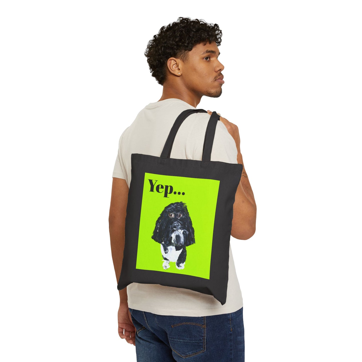 "Yep... Dog" Stylish Cotton Canvas Tote Bag, Eco-Friendly Shopping Bag, Art Tote, Gift for Her, Tote for Every Occasion