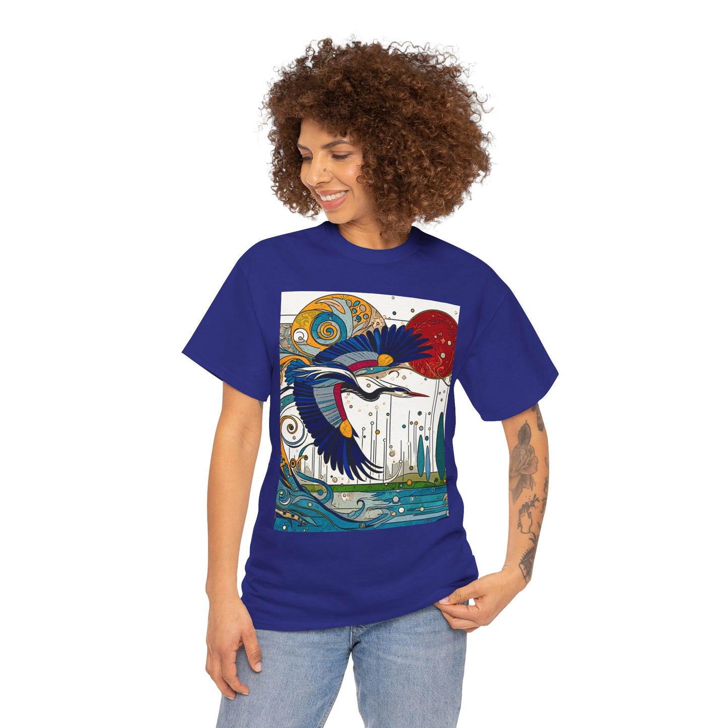 Blue Heron - Amazing Unisex Heavy Cotton Short Sleeve Tee Shirts!