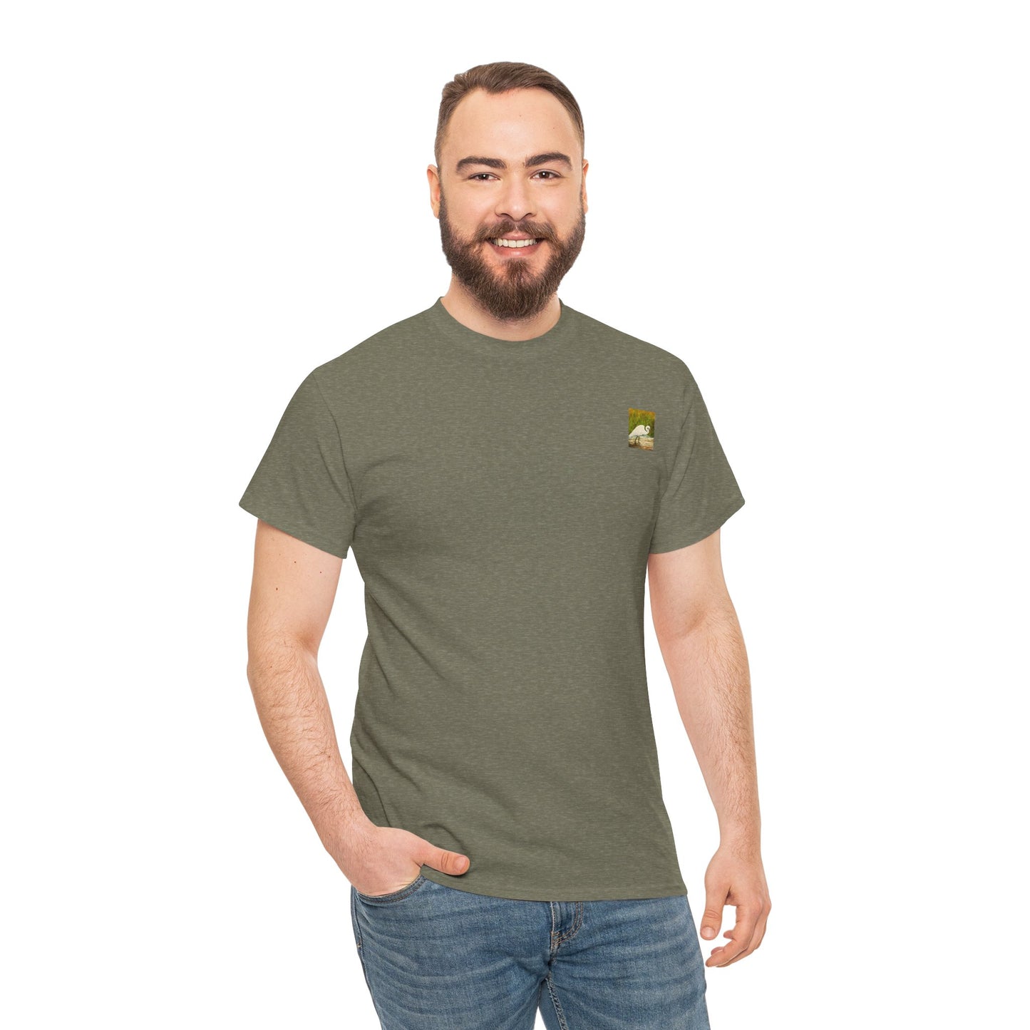 White Egret- Amazing Unisex Heavy Cotton Short Sleeve Tee Shirts!