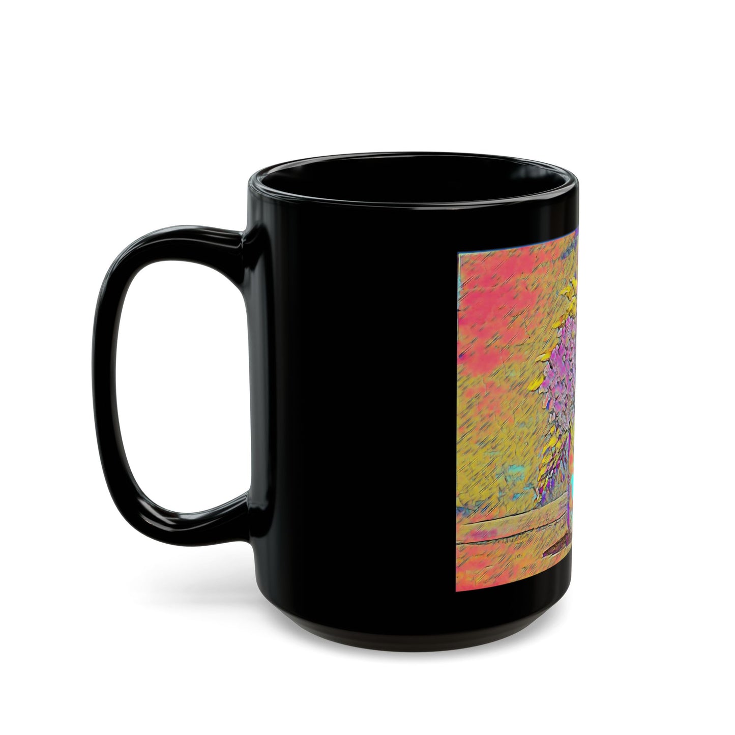 Old Fashion Hydrangea- 11 oz or 15 oz Ceramic Black Mugs