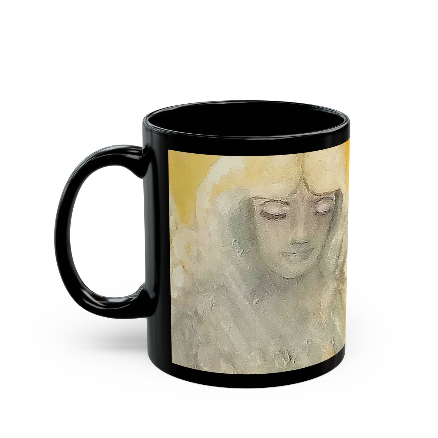 Angels watch over Thee- 11 oz or 15 oz Ceramic Black Mugs