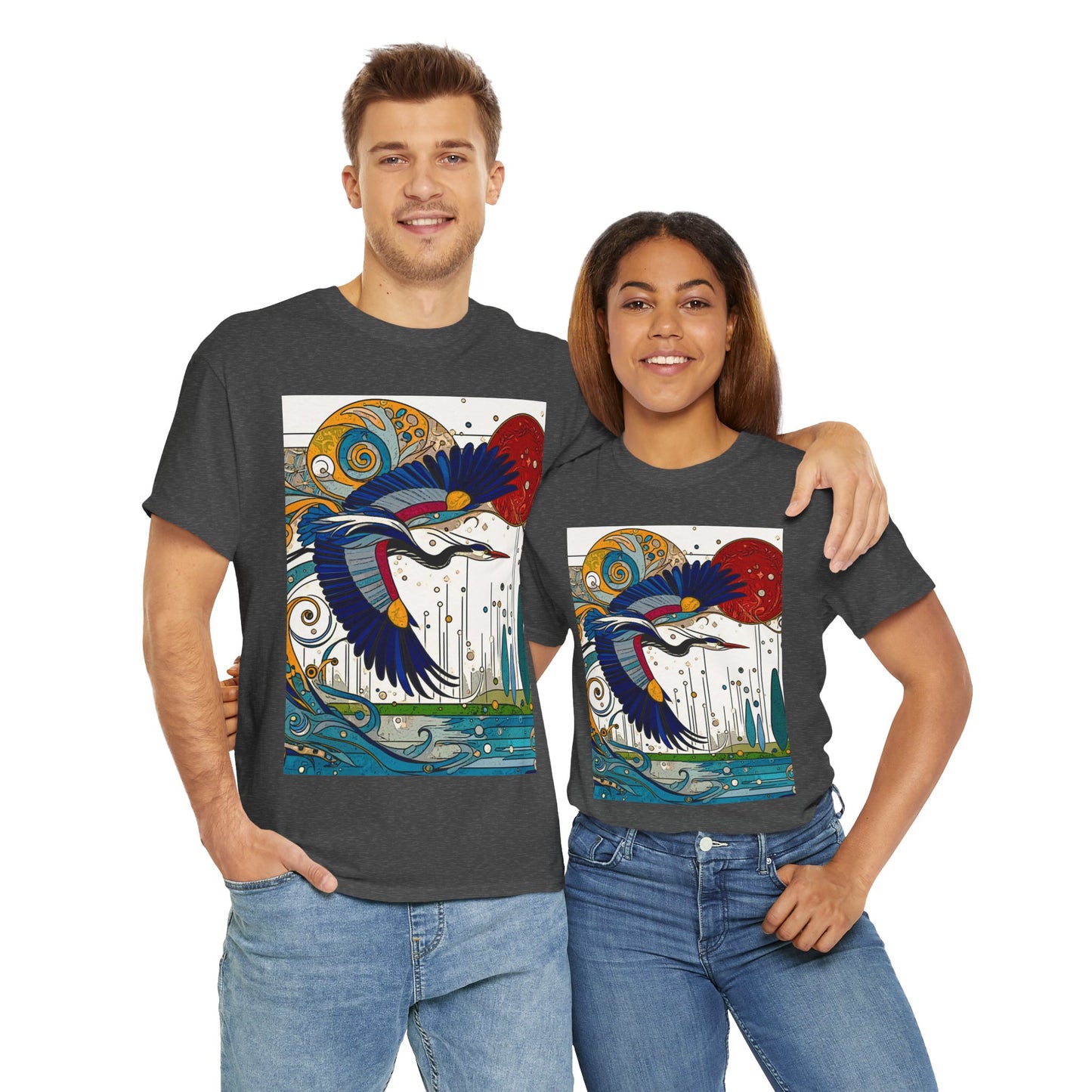 Blue Heron - Amazing Unisex Heavy Cotton Short Sleeve Tee Shirts!