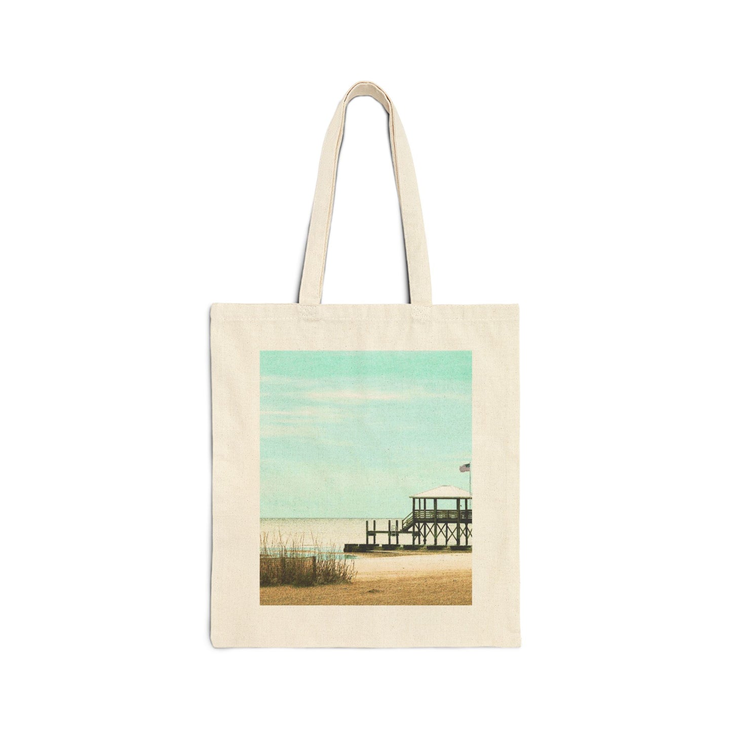 "Beach" Stylish Cotton Canvas Tote Bag, Eco-Friendly Shopping Bag