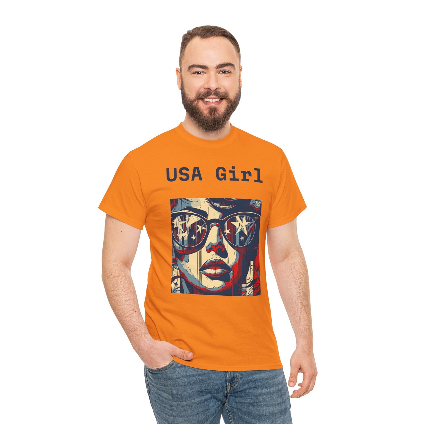 "USA Girl" - Amazing Unisex Heavy Cotton Short Sleeve Tee Shirts!