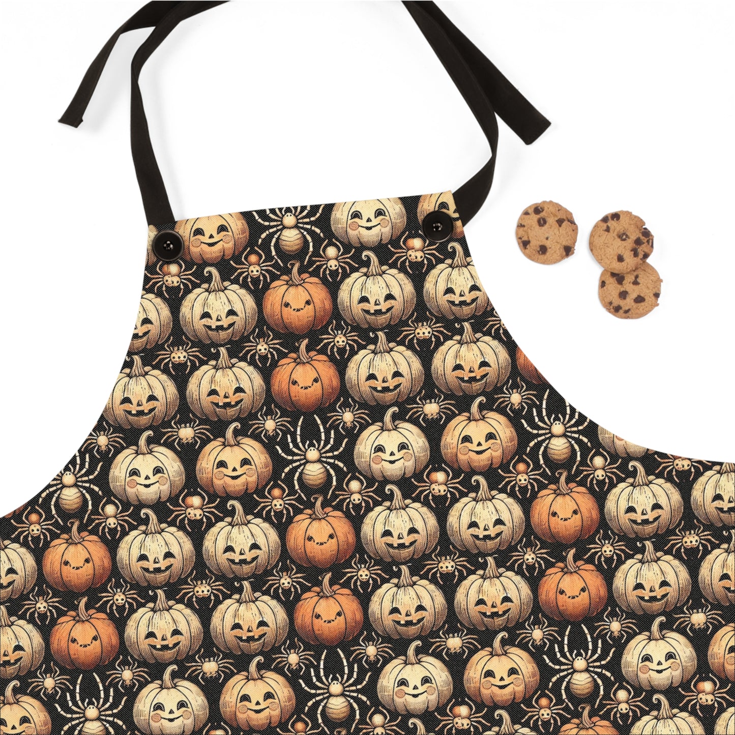 Happy Pumpkin and Spider Halloween Apron