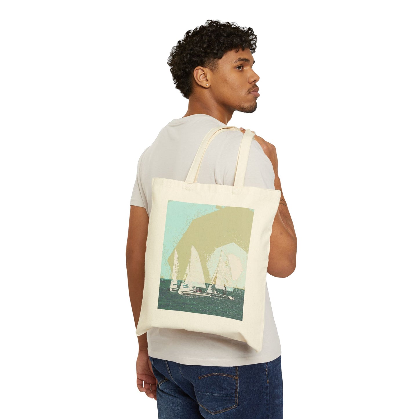 "Saltwater Sailing" Stylish Cotton Canvas Tote Bag