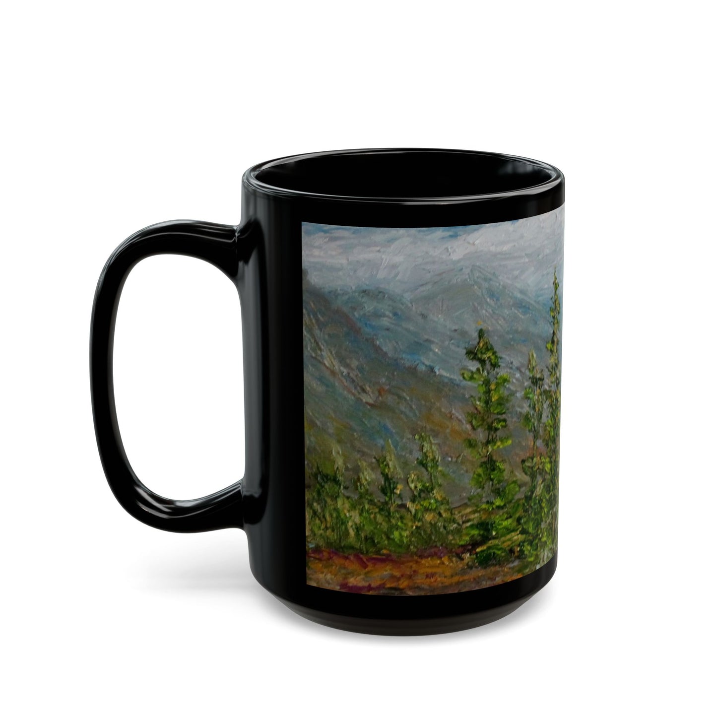 "Rocky Mountain's Shadows"- 11 oz or 15 oz Ceramic Black Mugs