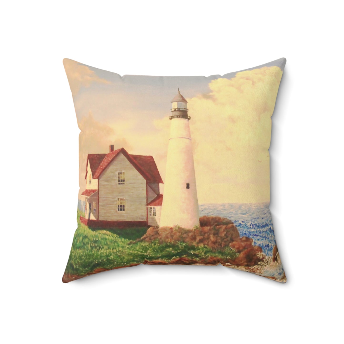 The Lighthouse Faux Suede Square Pillow