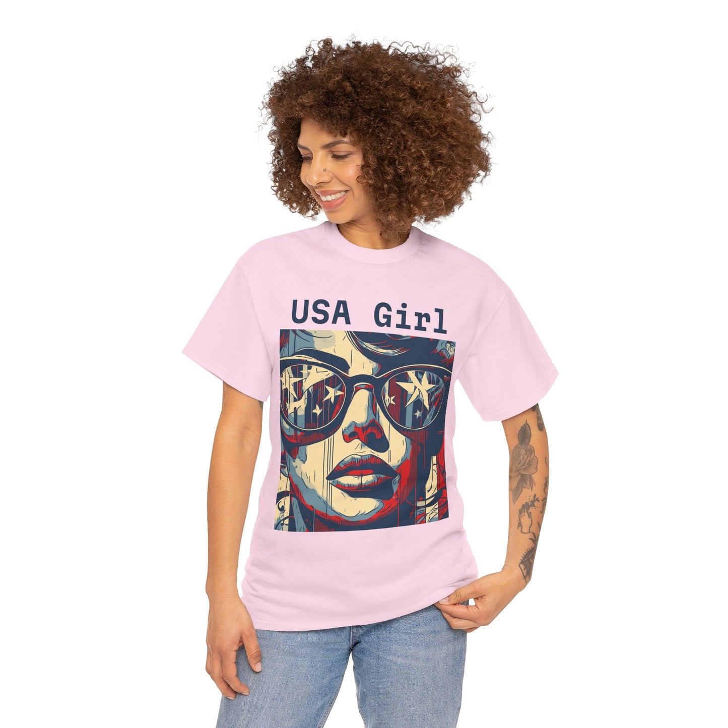 "USA Girl" Amazing Unisex Heavy Cotton Short Sleeve Tee Shirts!