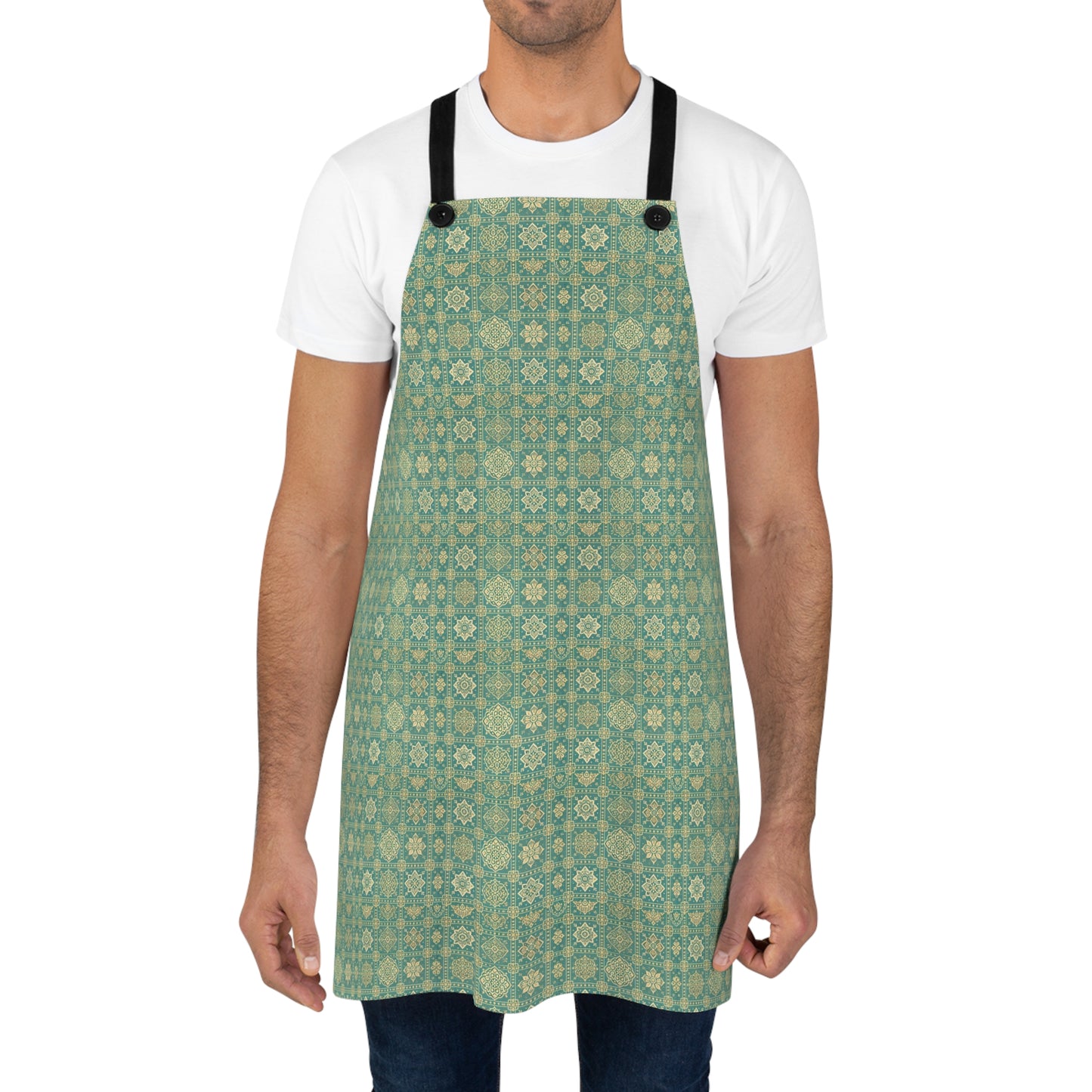 Turquoise and Elegant Gold Boho-Apron