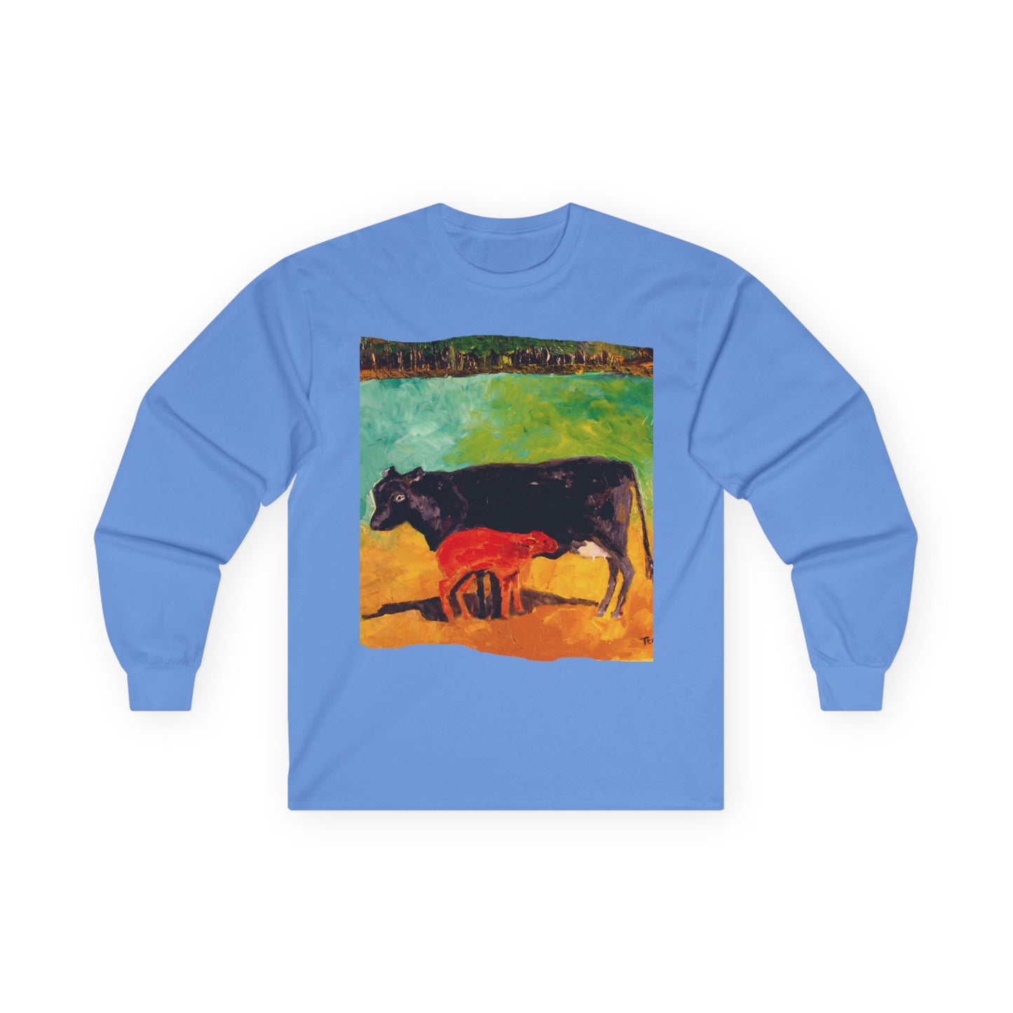 "Allisons Cow and Calf" Long Sleeve Casual Unisex Tee Shirt