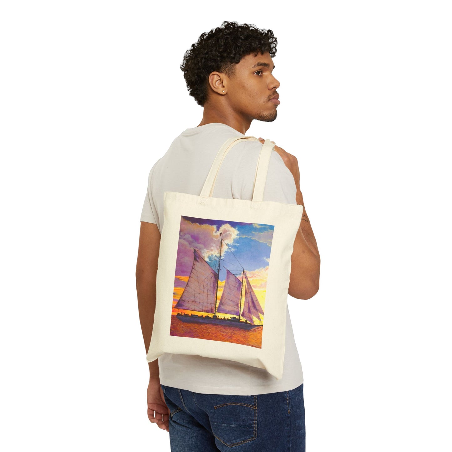 "Smooth Sailing" Stylish Cotton Canvas Tote Bag