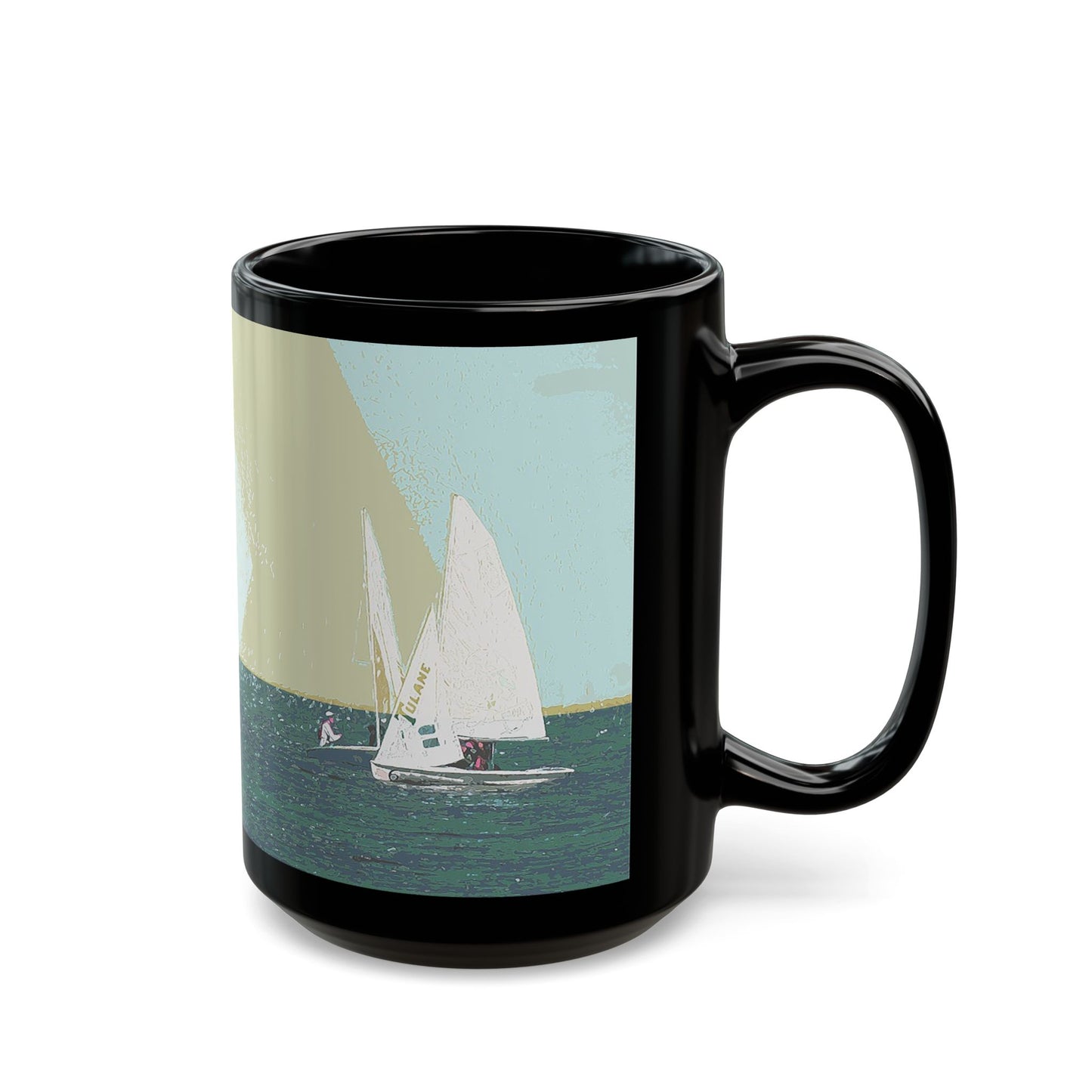 Sailing Race- 11 oz or 15 oz Ceramic Black Mugs