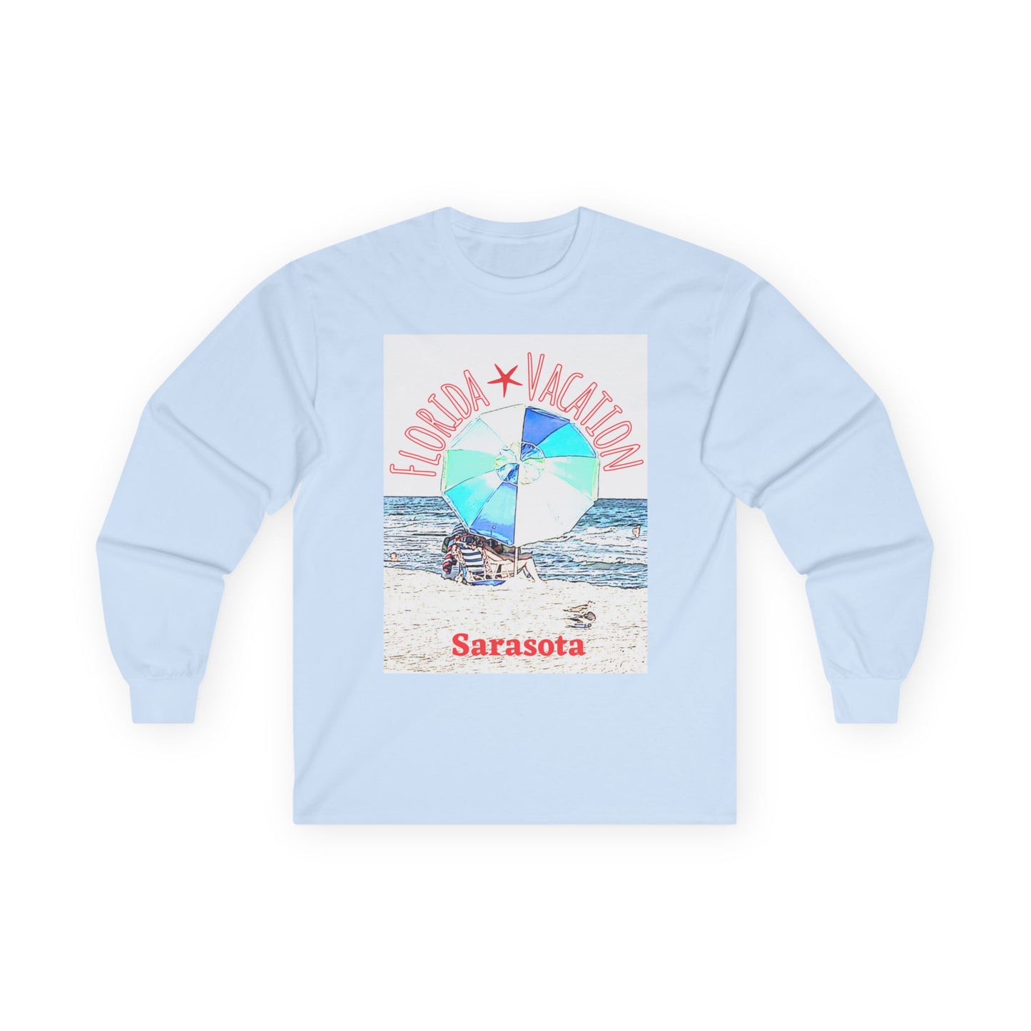 "Florida Vacation Sarasota" Long Sleeve Casual Unisex Tee Shirt