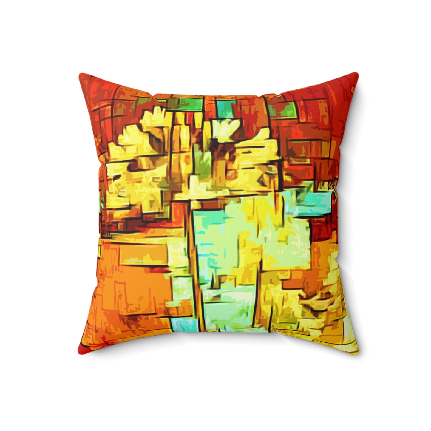 Red Flowers Faux Suede Square Pillow
