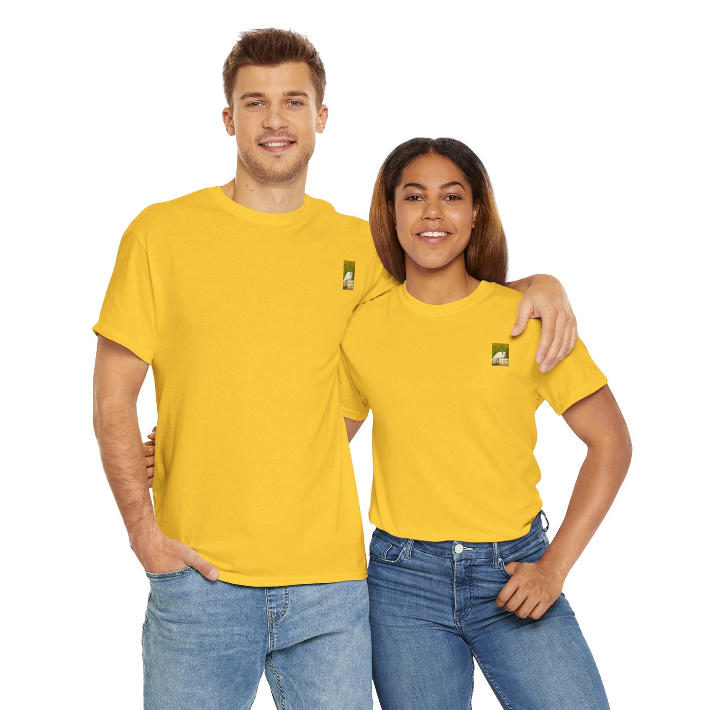 White Egret- Amazing Unisex Heavy Cotton Short Sleeve Tee Shirts!