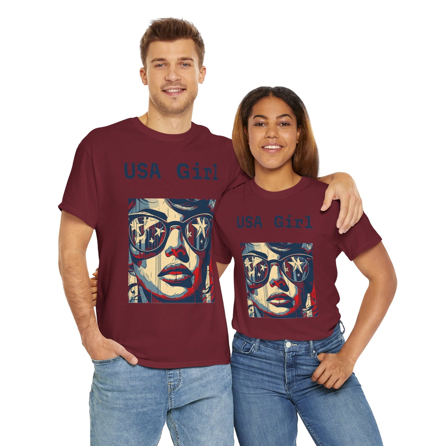 "USA Girl" - Amazing Unisex Heavy Cotton Short Sleeve Tee Shirts!