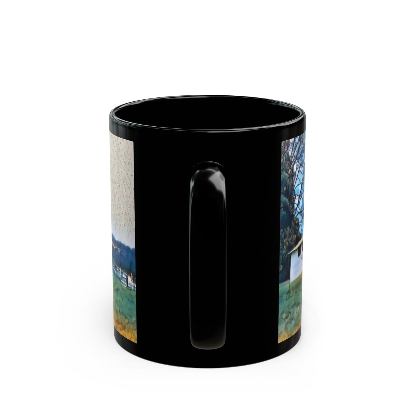 Blue Roof Barn - 11 oz or 15 oz Ceramic Black Mugs