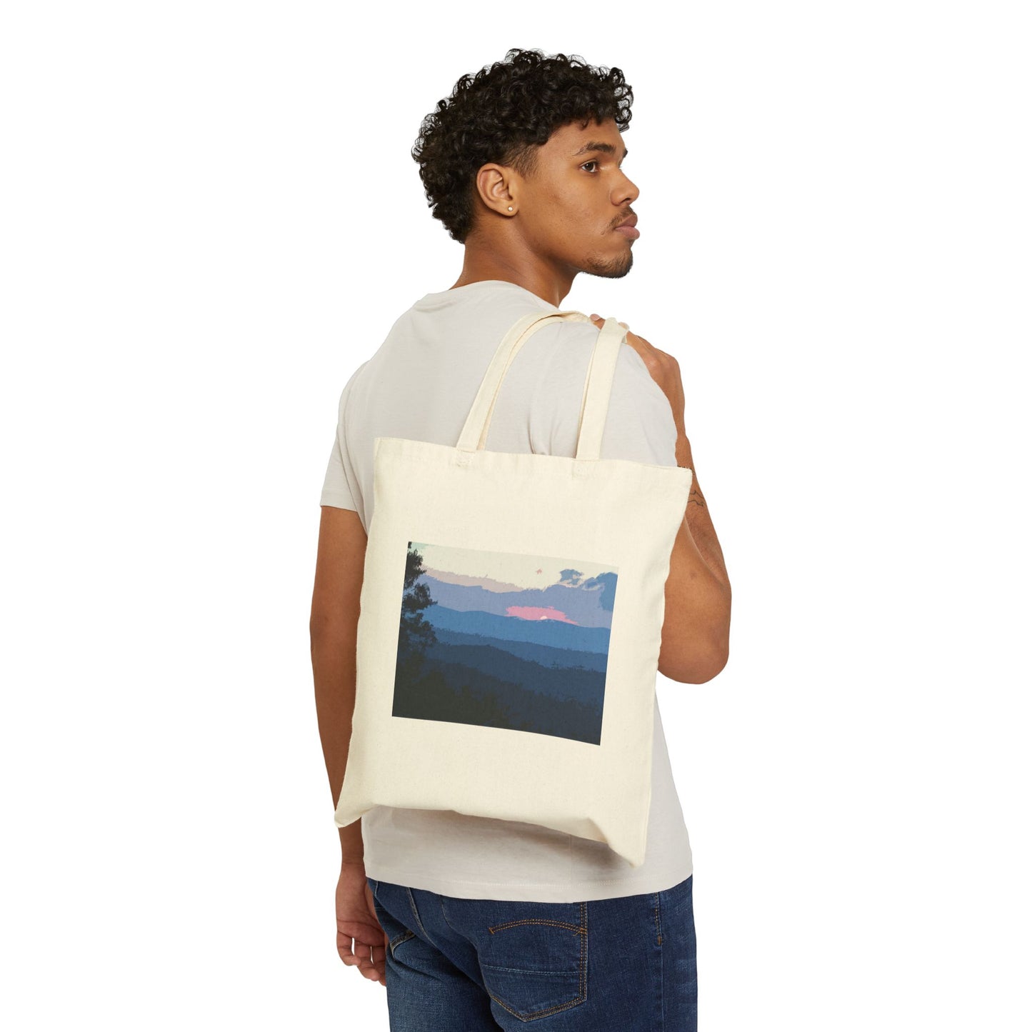 "Sunset in the Mountains" Stylish Cotton Canvas Tote Bag