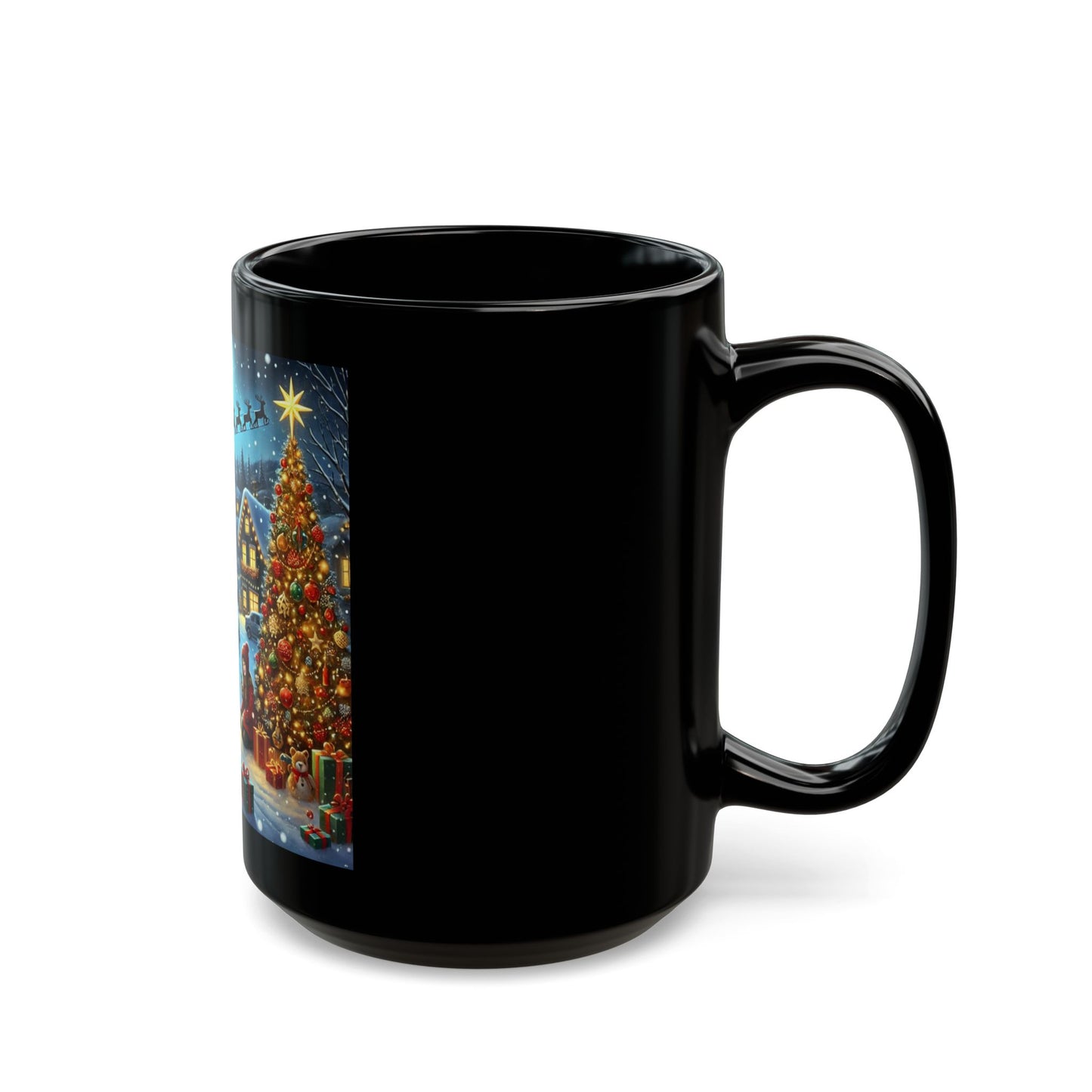 Santa is coming - 11 oz or 15 oz Ceramic Black Mugs