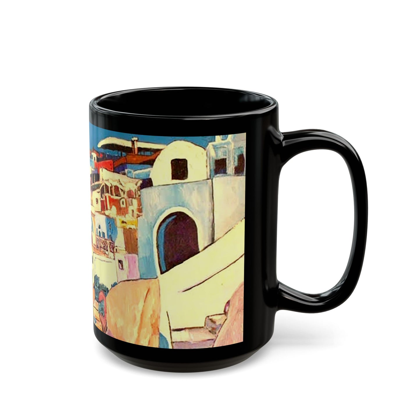 Greece - 11 oz or 15 oz Ceramic Black Mugs