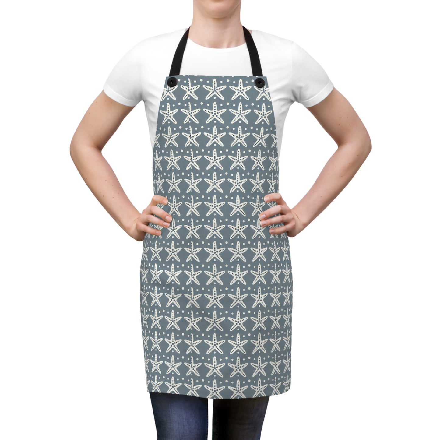 Modern White Starfish on Grey-Apron