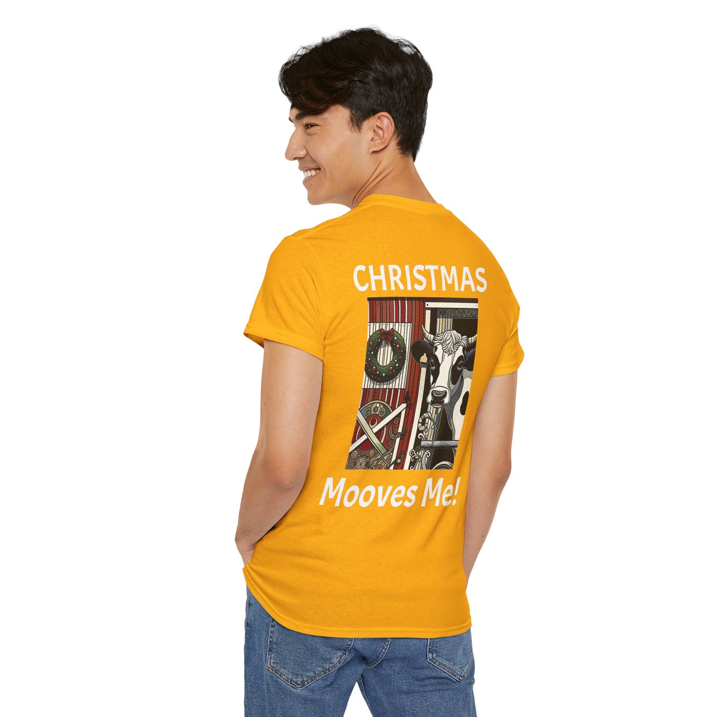 Christmas Mooves Me -Amazing Unisex Heavy Cotton Short Sleeve Tee Shirts!