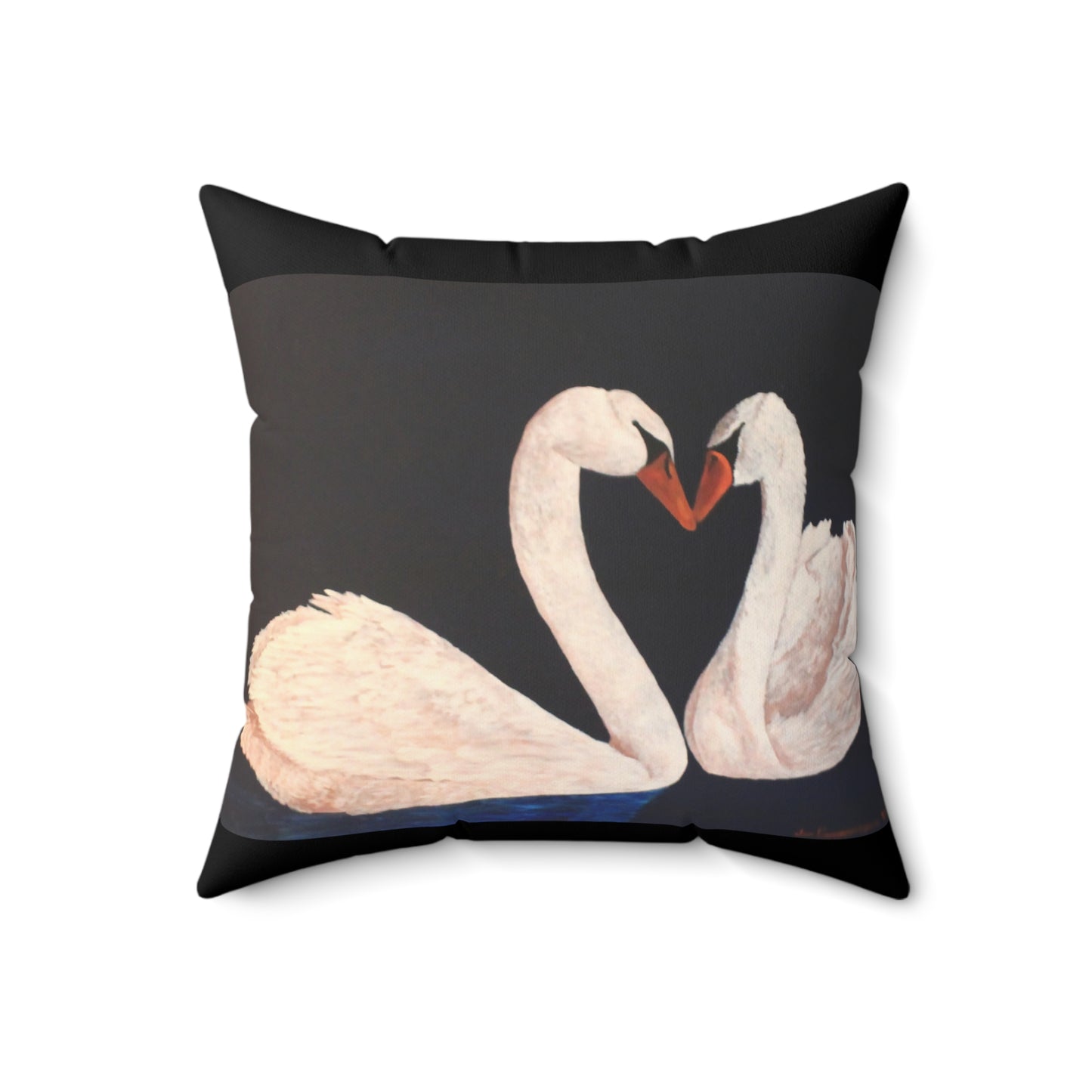 Peaceful Swans Faux Suede Square Pillow