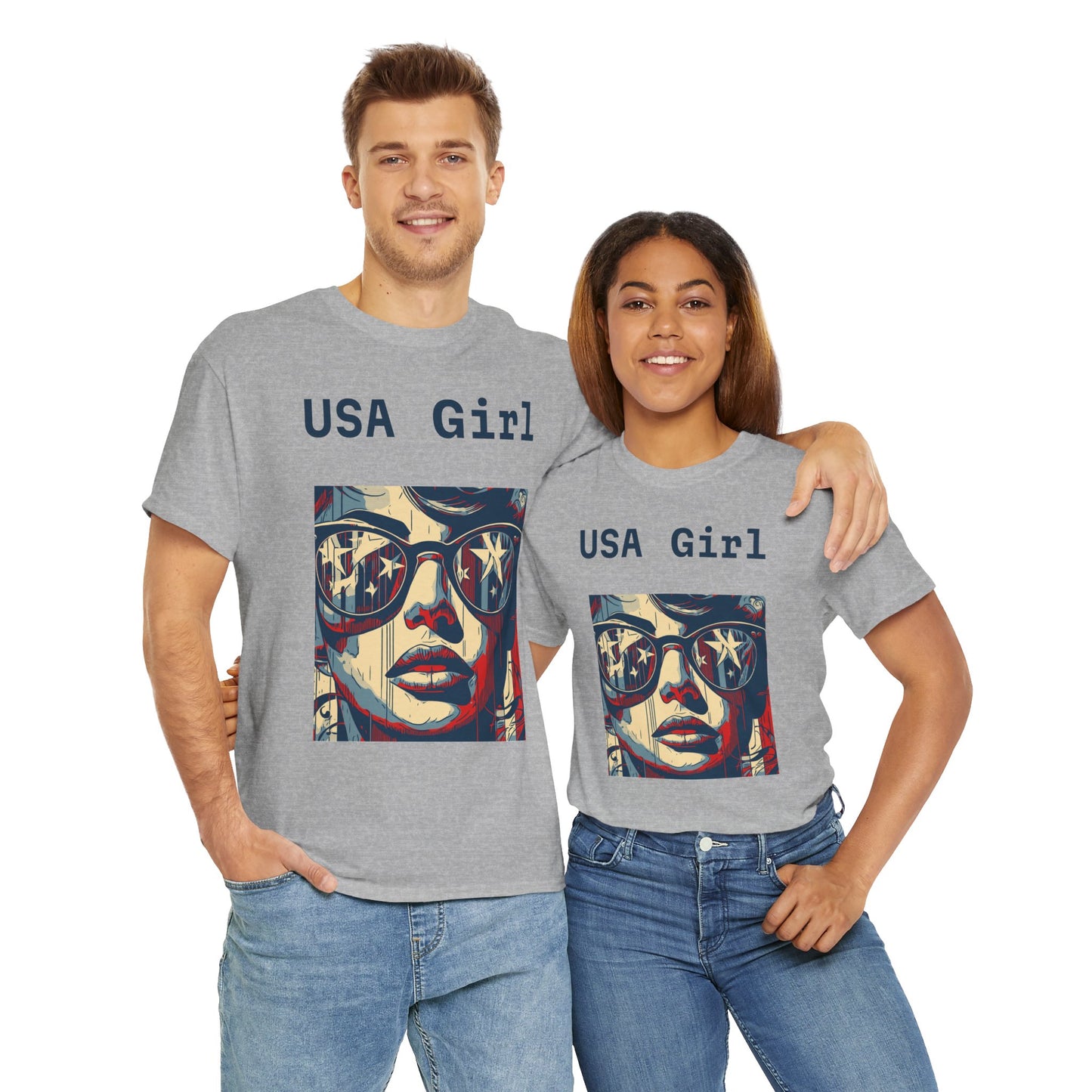 "USA Girl" - Amazing Unisex Heavy Cotton Short Sleeve Tee Shirts!