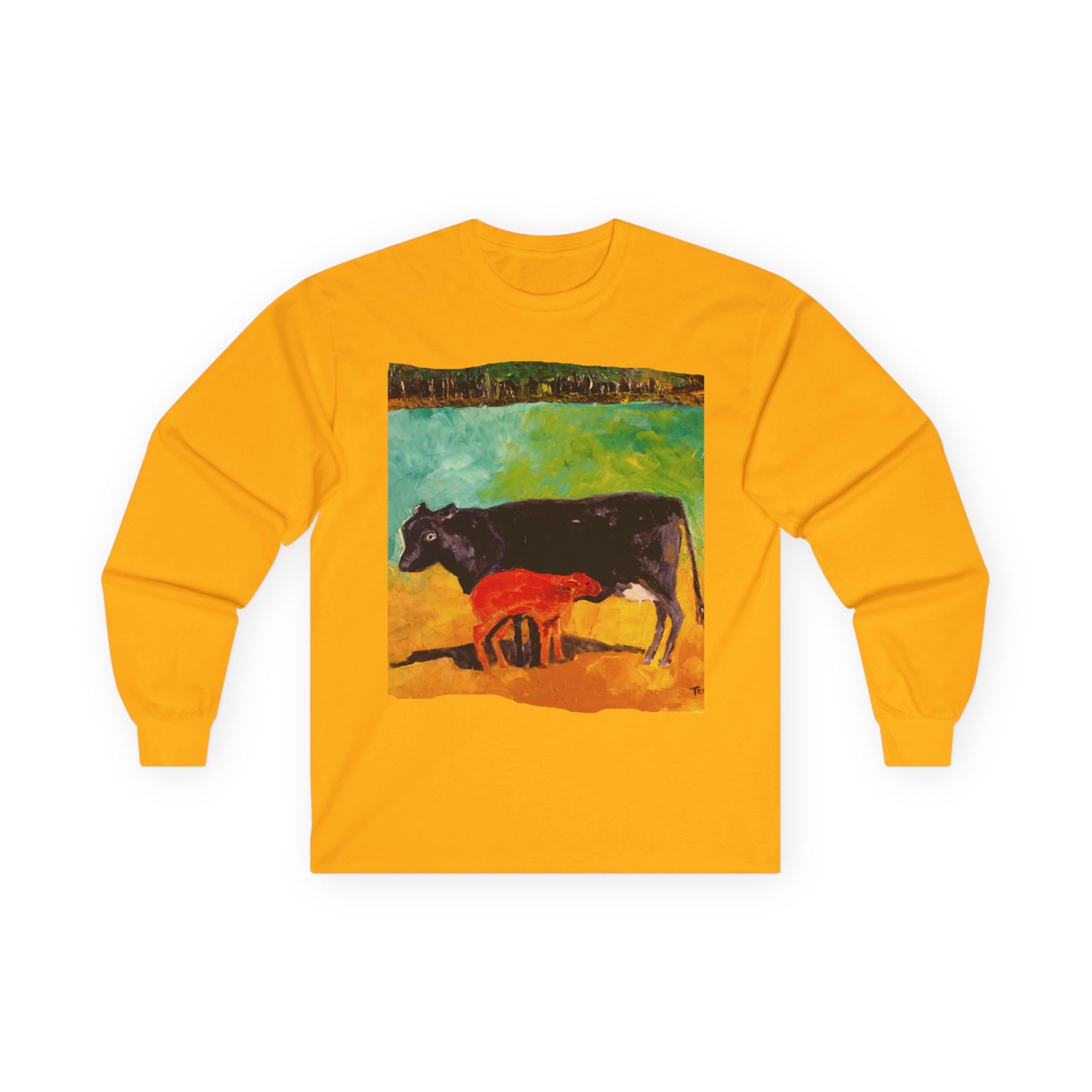 "Allisons Cow and Calf" Long Sleeve Casual Unisex Tee Shirt