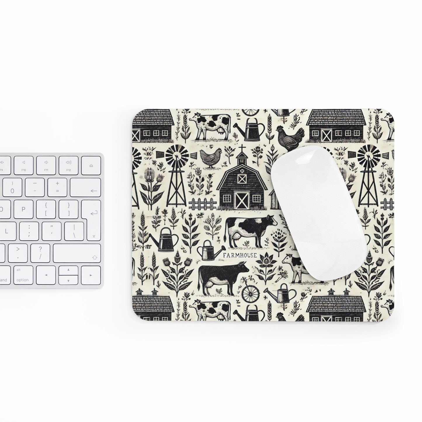 Black and White Farmhouse Mousepad