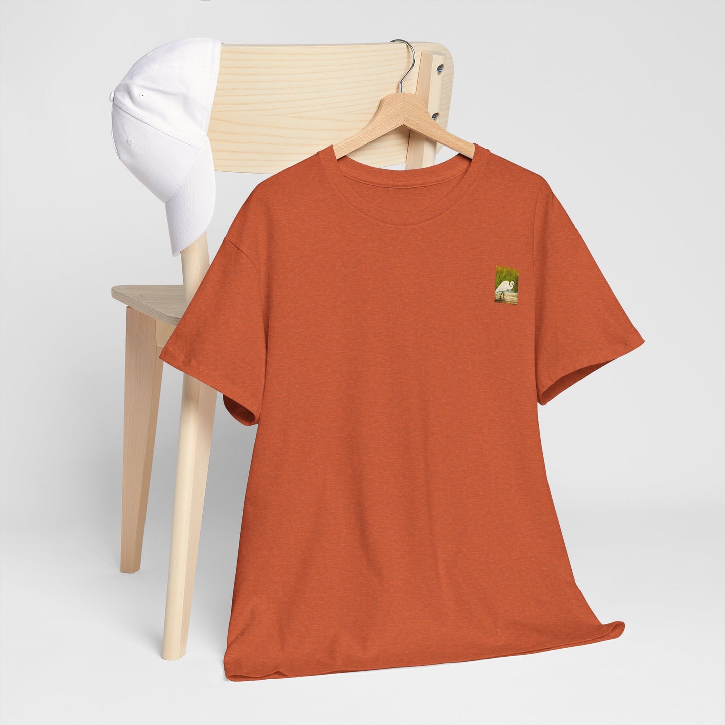 White Egret- Amazing Unisex Heavy Cotton Short Sleeve Tee Shirts!