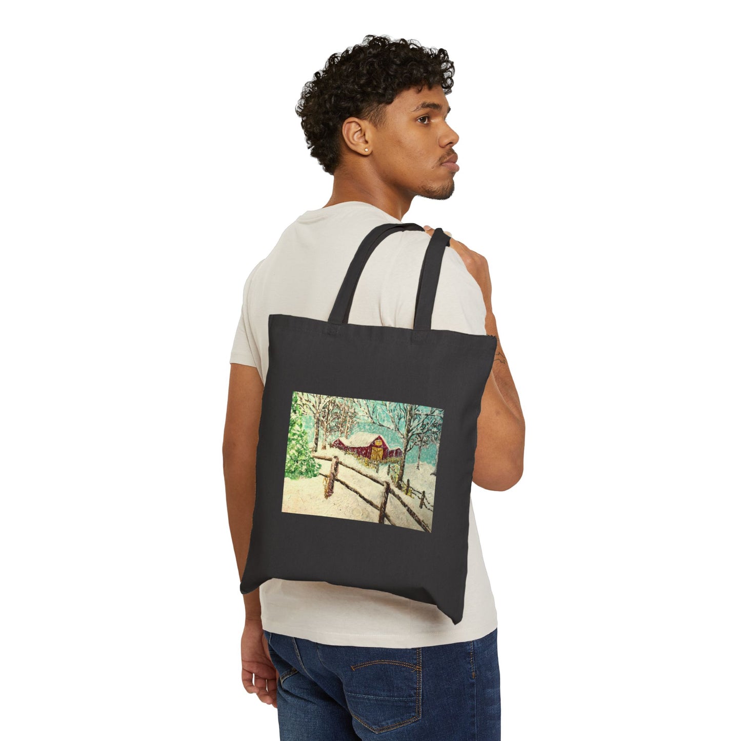 "Snowy Christmas Morning" Stylish Cotton Canvas Tote Bag