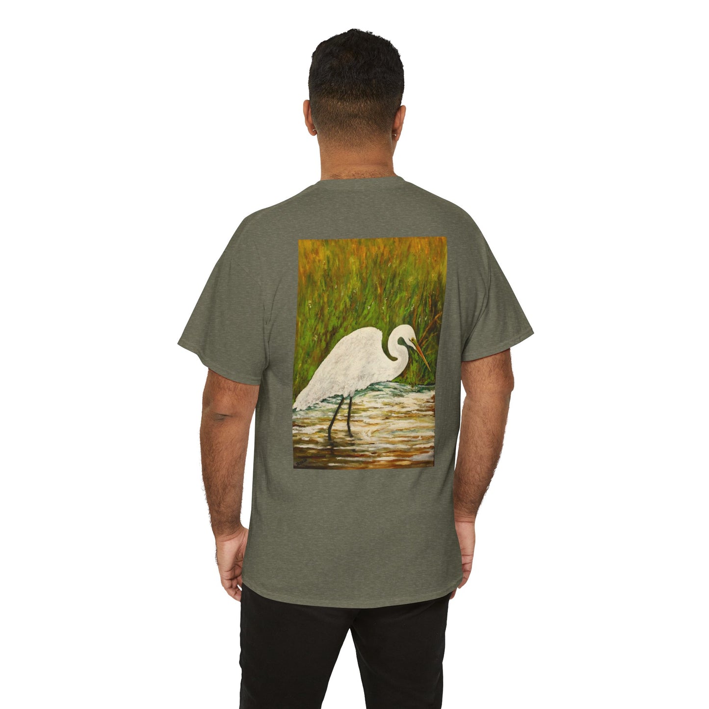 White Egret- Amazing Unisex Heavy Cotton Short Sleeve Tee Shirts!
