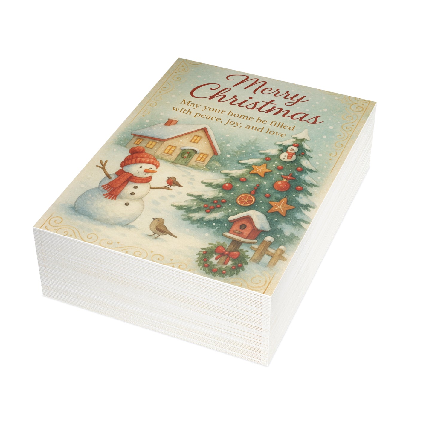 Snowman Merry Christmas Postcard Bundles (envelopes not included)