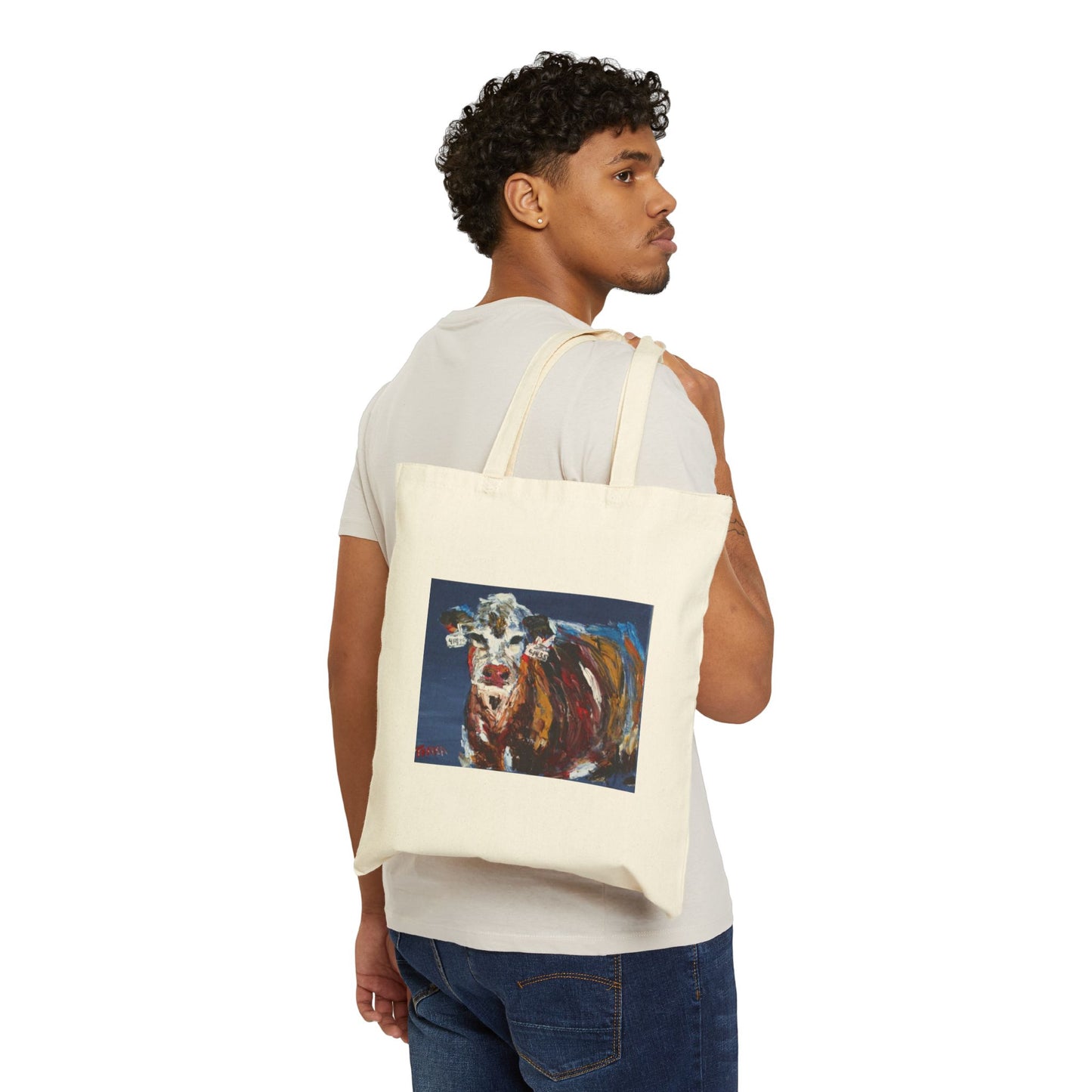 "Cattle" Stylish Cotton Canvas Tote Bags, Stylish Cotton Canvas Tote Bag