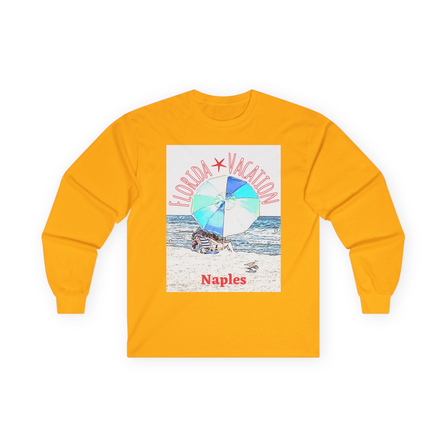 "Florida Vacation Naples" Long Sleeve Casual Unisex Tee Shirt