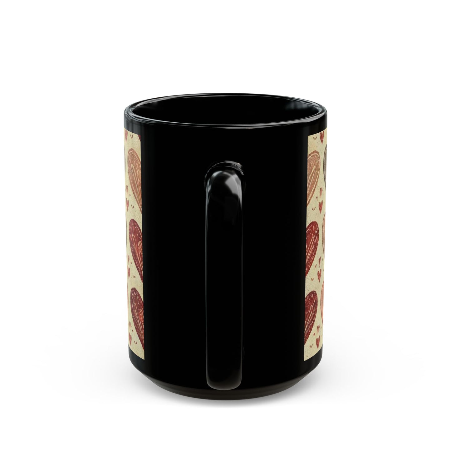 Valentine Hearts- 11 oz or 15 oz Ceramic Black Mugs