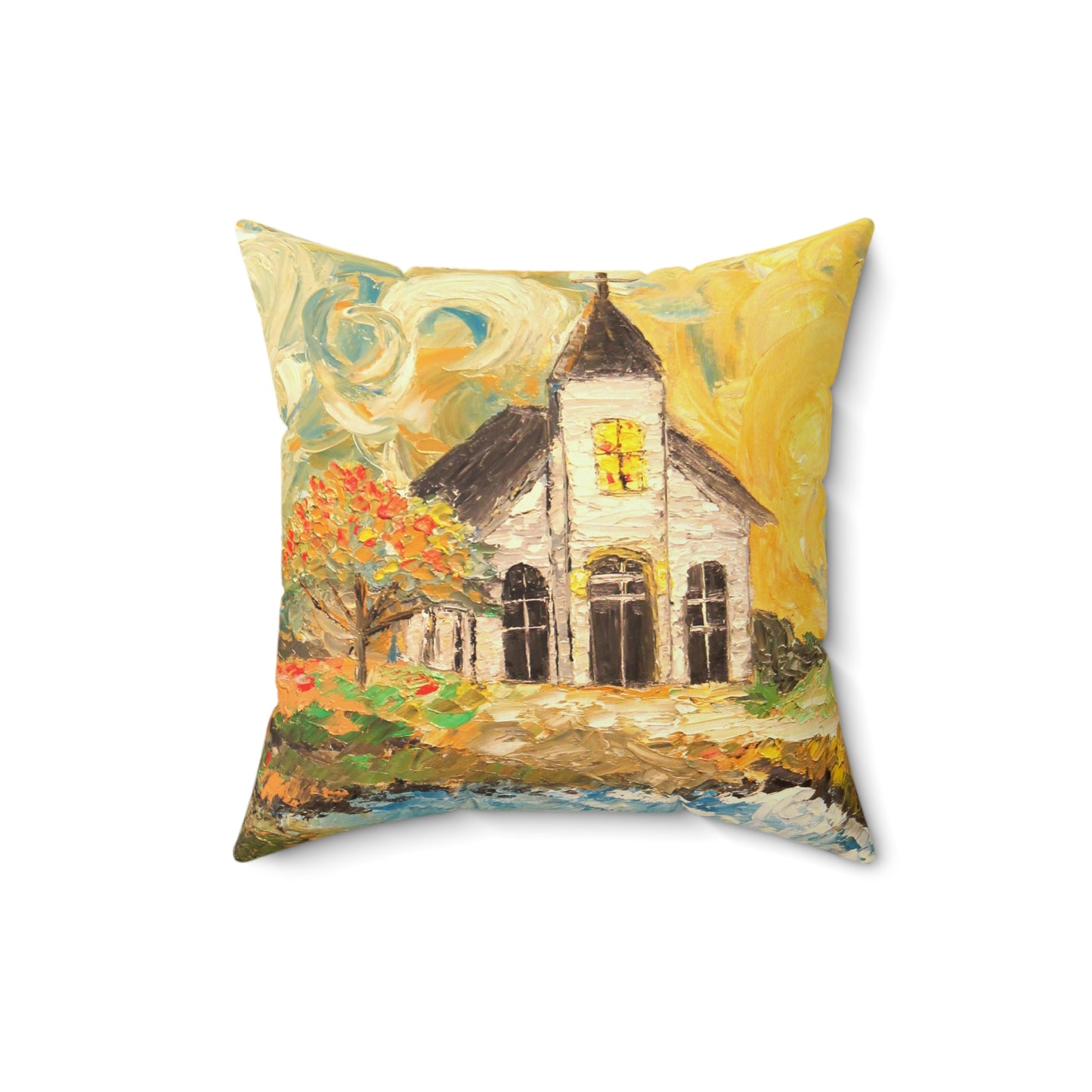 Coastal Church Faux Suede Square Pillow