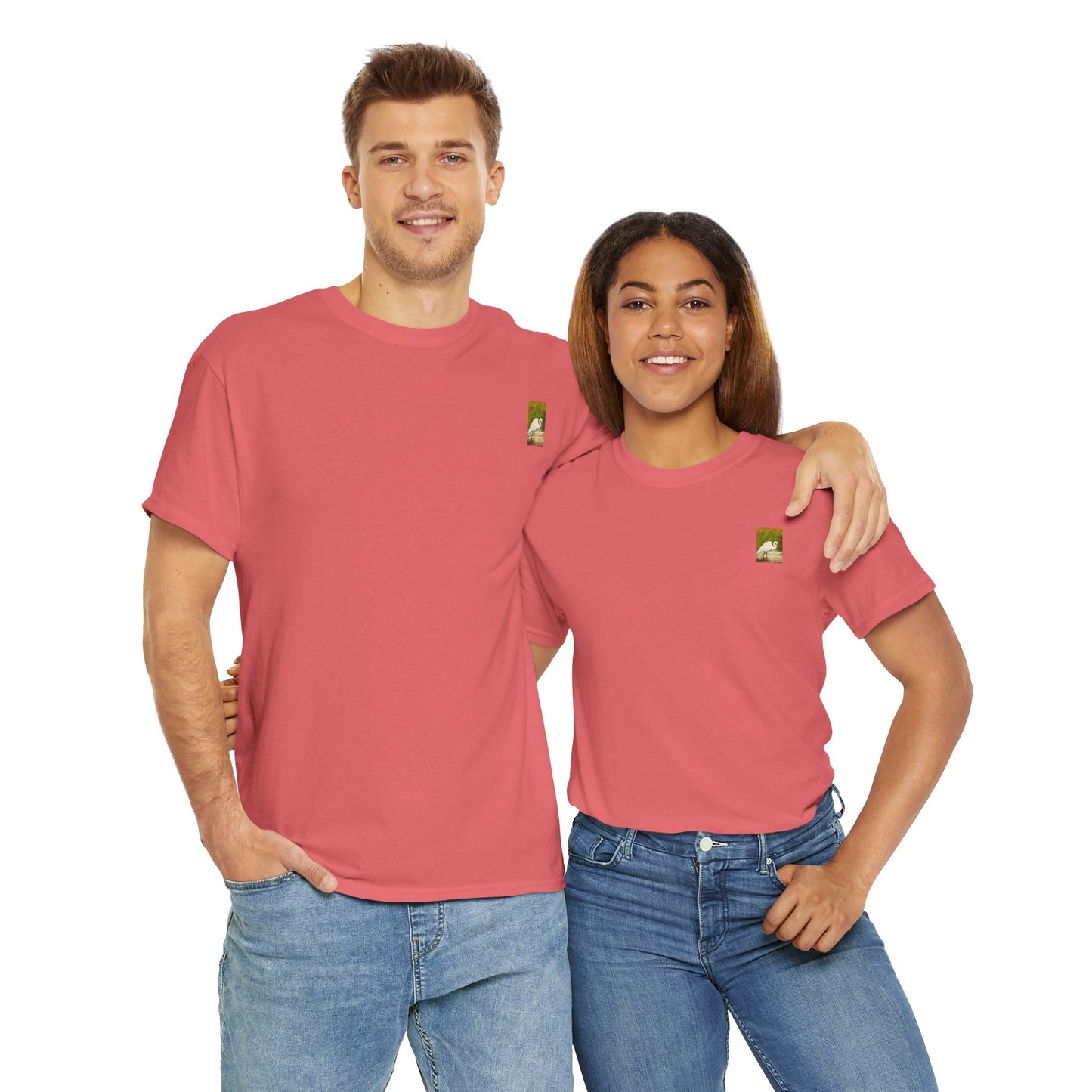 White Egret- Amazing Unisex Heavy Cotton Short Sleeve Tee Shirts!